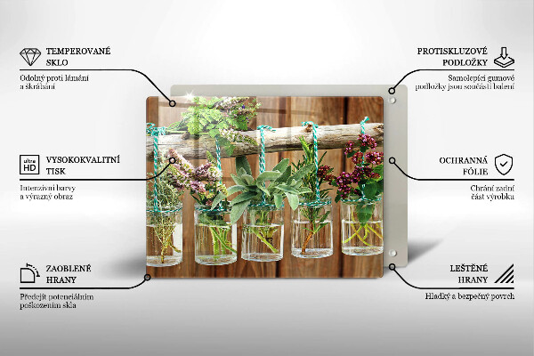 Placă sticla protectie aragaz Ierburi plante vintage