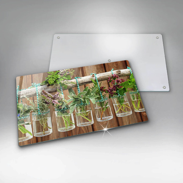 Placă sticla protectie aragaz Ierburi plante vintage