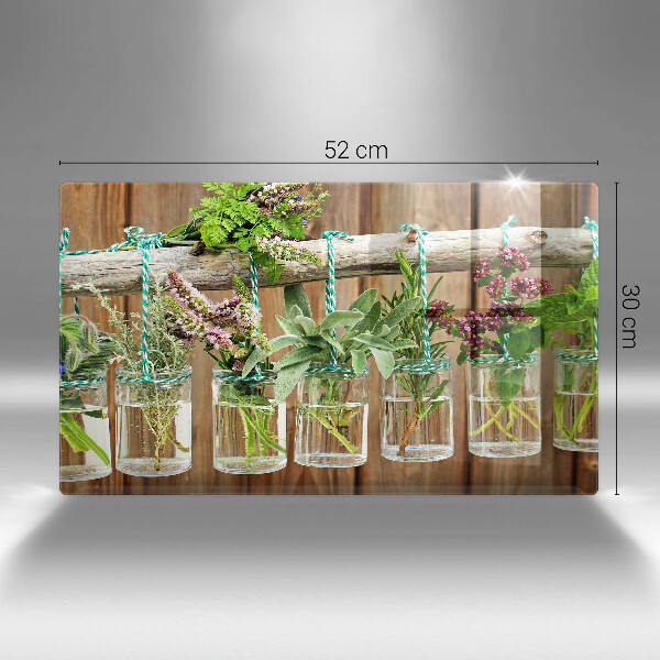 Placă sticla protectie aragaz Ierburi plante vintage