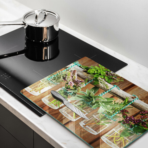 Placă sticla protectie aragaz Ierburi plante vintage