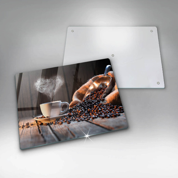 Placă sticla protectie aragaz Ceașcă de cafea și inimă