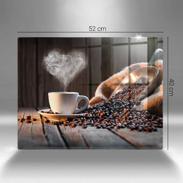 Placă sticla protectie aragaz Ceașcă de cafea și inimă