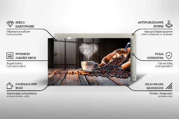 Placă sticla protectie aragaz Ceașcă de cafea și inimă