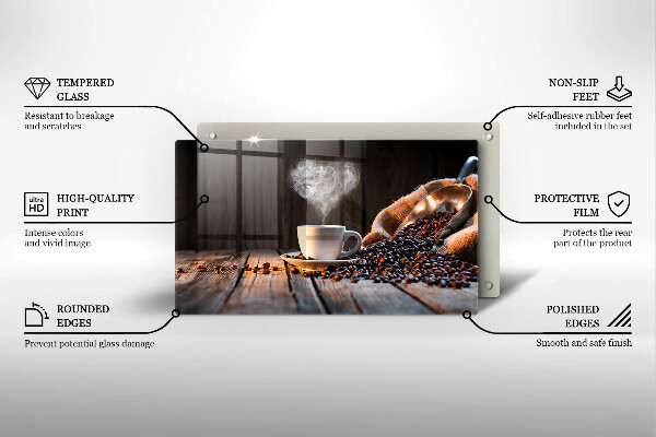 Placă sticla protectie aragaz Ceașcă de cafea și inimă