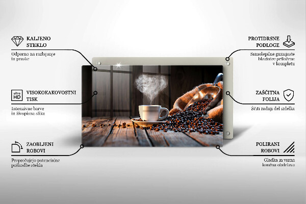 Placă sticla protectie aragaz Ceașcă de cafea și inimă