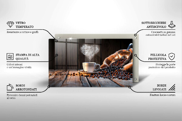 Placă sticla protectie aragaz Ceașcă de cafea și inimă