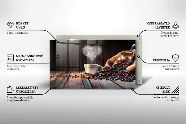 Placă sticla protectie aragaz Ceașcă de cafea și inimă