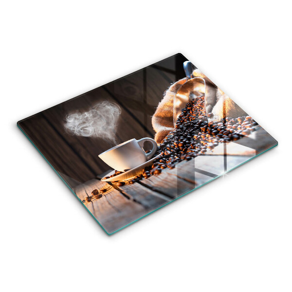 Placă sticla protectie aragaz Ceașcă de cafea și inimă