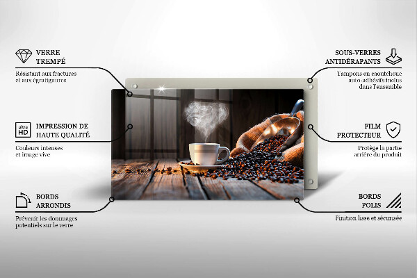 Placă sticla protectie aragaz Ceașcă de cafea și inimă