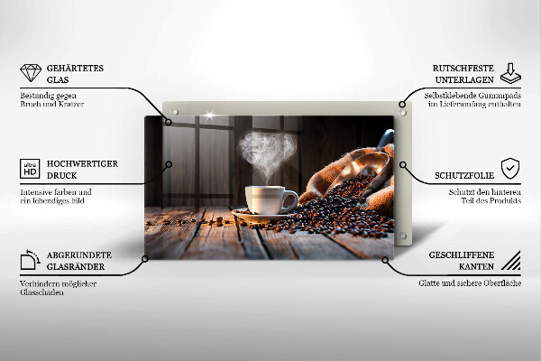 Placă sticla protectie aragaz Ceașcă de cafea și inimă