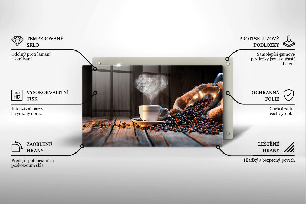 Placă sticla protectie aragaz Ceașcă de cafea și inimă