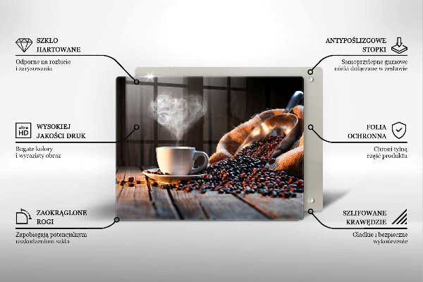 Placă sticla protectie aragaz Ceașcă de cafea și inimă