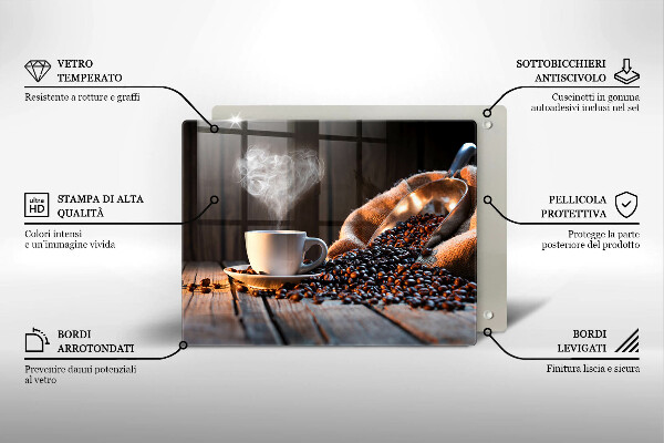 Placă sticla protectie aragaz Ceașcă de cafea și inimă
