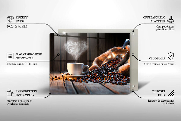 Placă sticla protectie aragaz Ceașcă de cafea și inimă