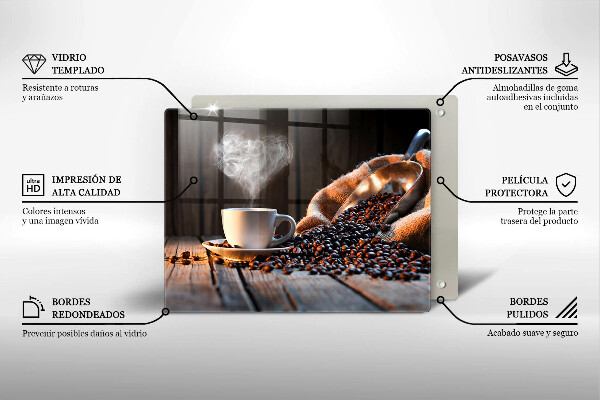 Placă sticla protectie aragaz Ceașcă de cafea și inimă