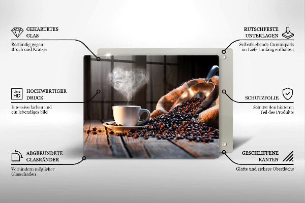 Placă sticla protectie aragaz Ceașcă de cafea și inimă
