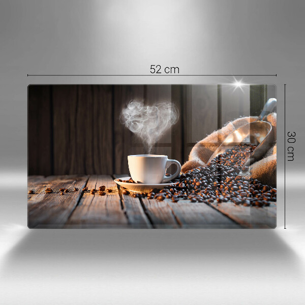 Placă sticla protectie aragaz Ceașcă de cafea și inimă