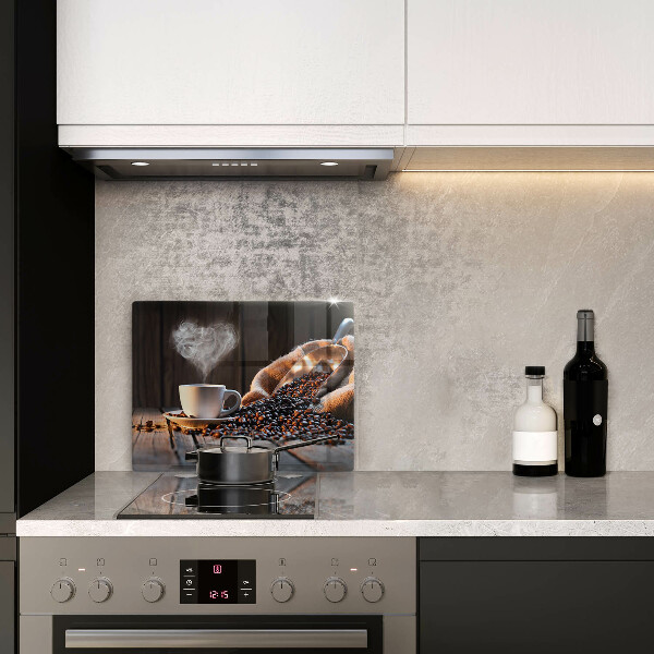 Placă sticla protectie aragaz Ceașcă de cafea și inimă