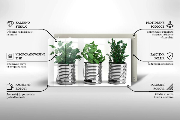 Placă sticla protectie aragaz Ghivece cu plante medicinale