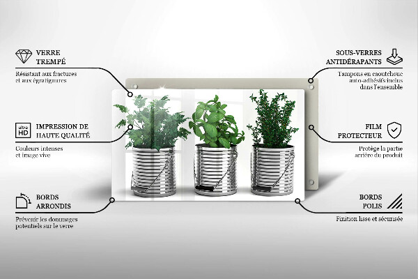 Placă sticla protectie aragaz Ghivece cu plante medicinale