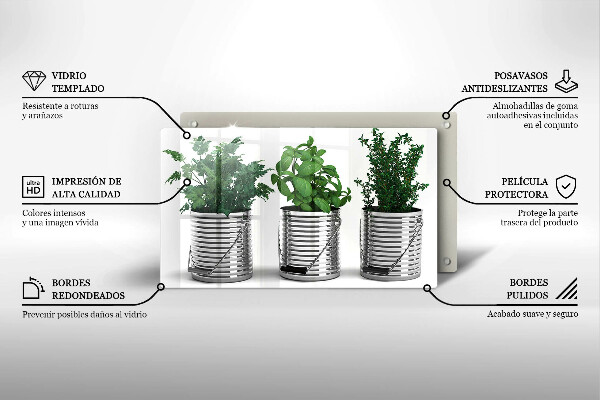 Placă sticla protectie aragaz Ghivece cu plante medicinale