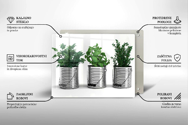 Placă sticla protectie aragaz Ghivece cu plante medicinale