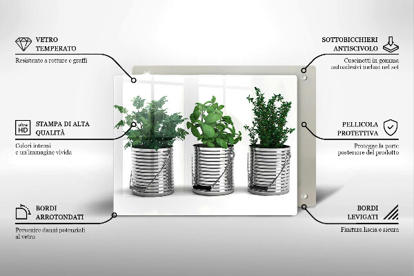 Placă sticla protectie aragaz Ghivece cu plante medicinale