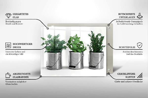 Placă sticla protectie aragaz Ghivece cu plante medicinale