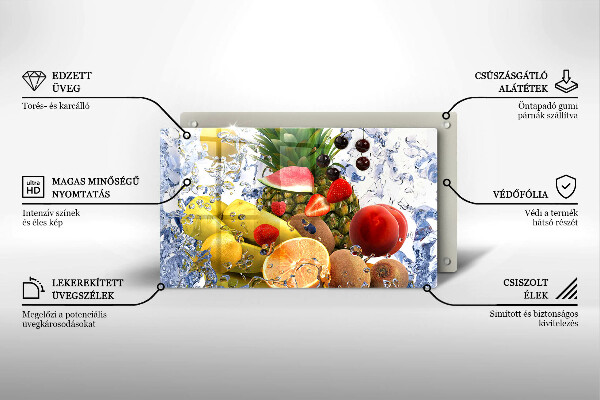 Placă sticla protectie aragaz Fructe suculente și apă