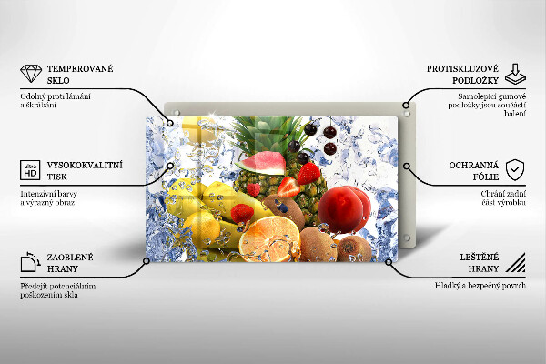 Placă sticla protectie aragaz Fructe suculente și apă