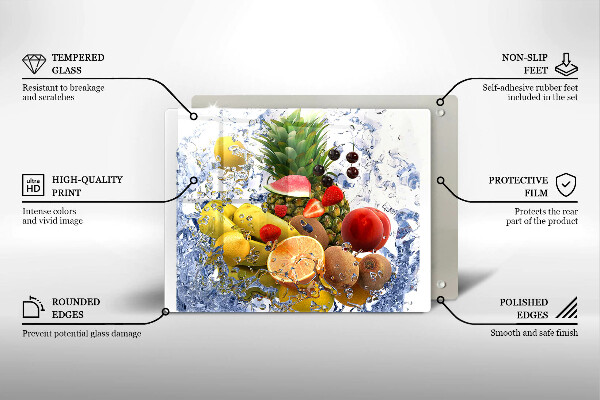 Placă sticla protectie aragaz Fructe suculente și apă