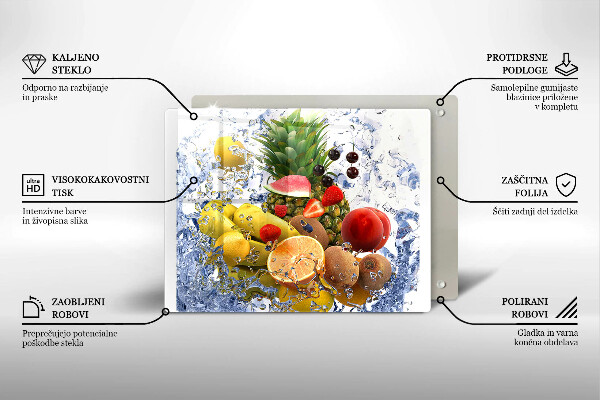 Placă sticla protectie aragaz Fructe suculente și apă