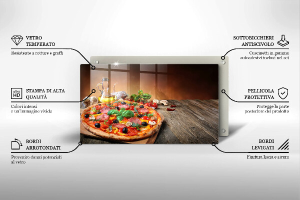 Placă sticla protectie aragaz Pizza italiană