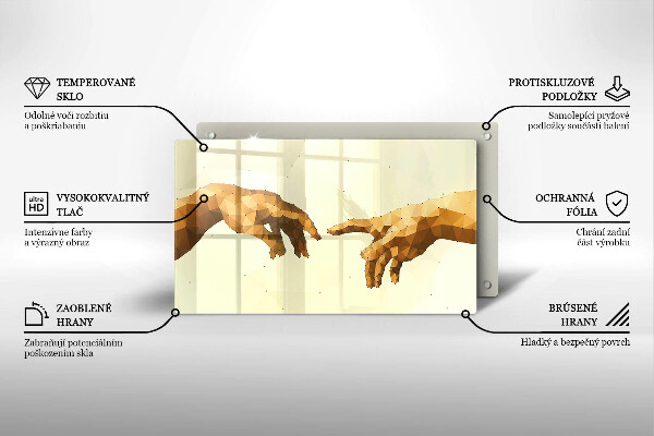 Placă sticla protectie aragaz Crearea mâinilor lui adam