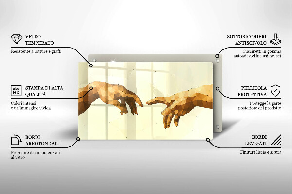 Placă sticla protectie aragaz Crearea mâinilor lui adam