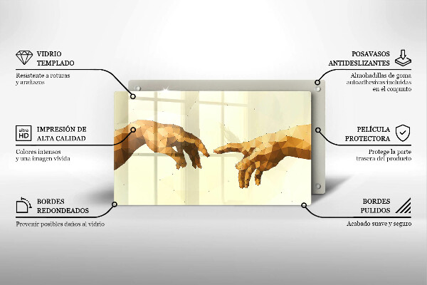 Placă sticla protectie aragaz Crearea mâinilor lui adam