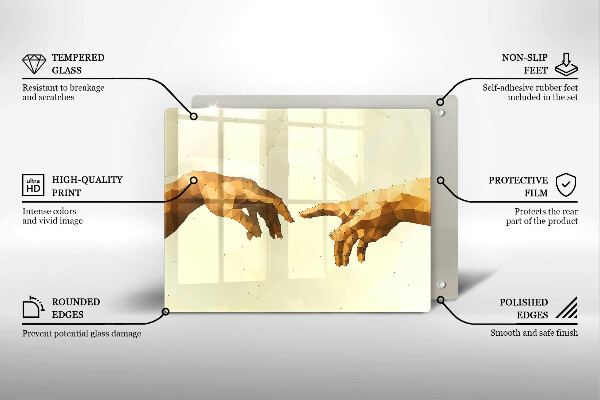 Placă sticla protectie aragaz Crearea mâinilor lui adam