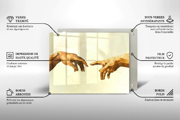 Placă sticla protectie aragaz Crearea mâinilor lui adam