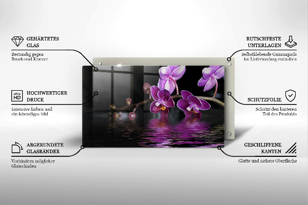 Placă sticla protectie aragaz Apa zen de orhidee