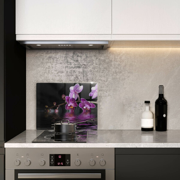 Placă sticla protectie aragaz Apa zen de orhidee