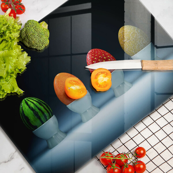 Placă sticla protectie aragaz Ouă de fructe abstracte