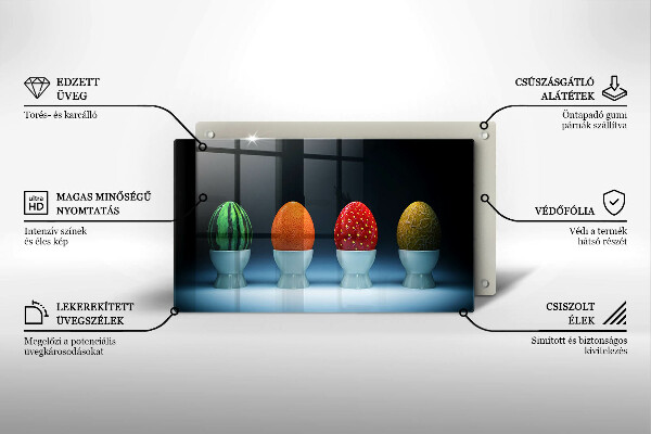 Placă sticla protectie aragaz Ouă de fructe abstracte
