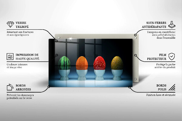 Placă sticla protectie aragaz Ouă de fructe abstracte