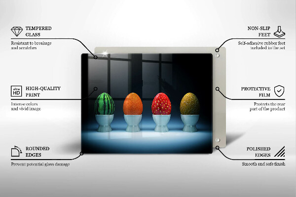 Placă sticla protectie aragaz Ouă de fructe abstracte