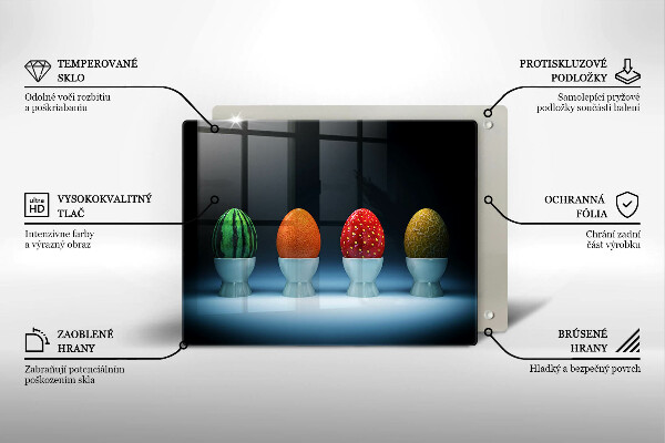 Placă sticla protectie aragaz Ouă de fructe abstracte