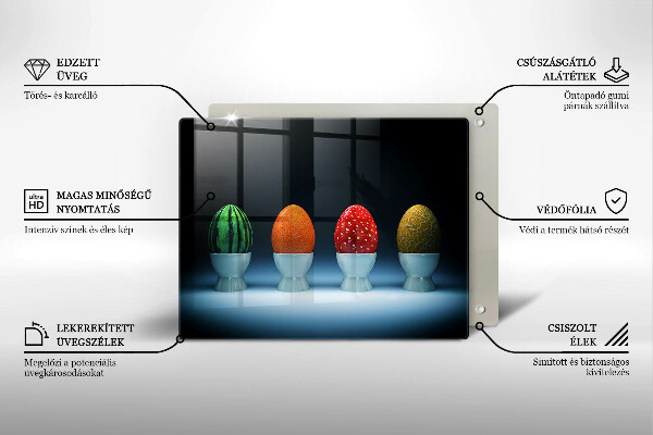 Placă sticla protectie aragaz Ouă de fructe abstracte