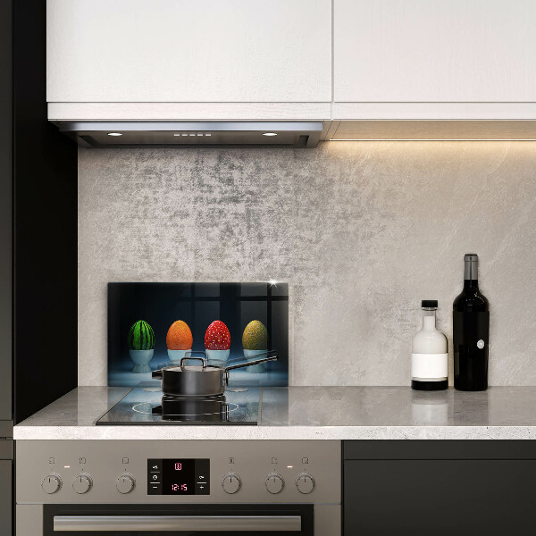 Placă sticla protectie aragaz Ouă de fructe abstracte