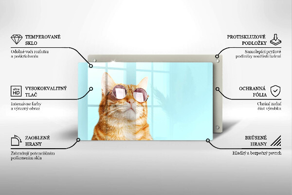 Placă protecție plita Pisica rosie cu ochelari