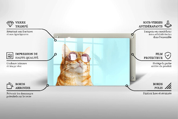 Placă protecție plita Pisica rosie cu ochelari