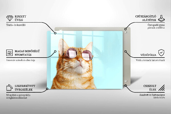 Placă protecție plita Pisica rosie cu ochelari